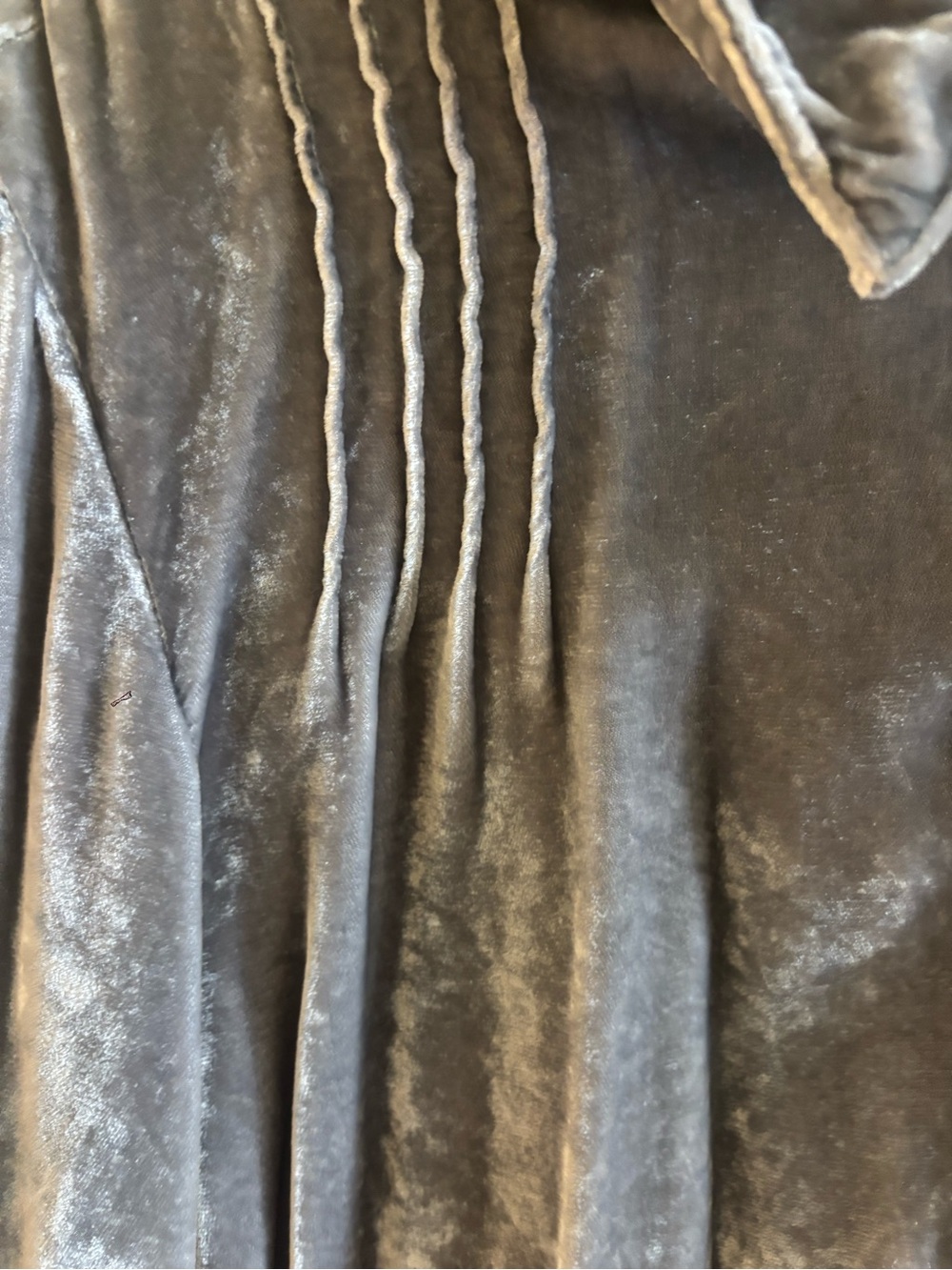 Velvet Button-Front Blouse - Slate Blue - Picture 3 of 6